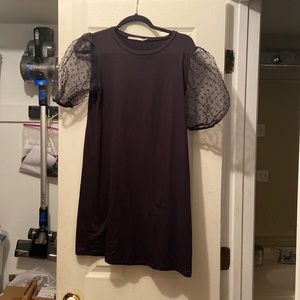 Black cotton dress with poofy sleeves